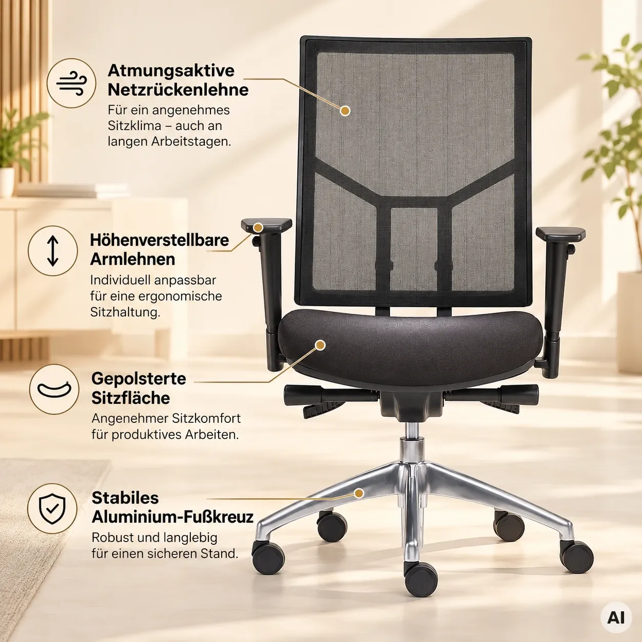 Ergo Net M - Ergonomischer Netz-Bürostuhl