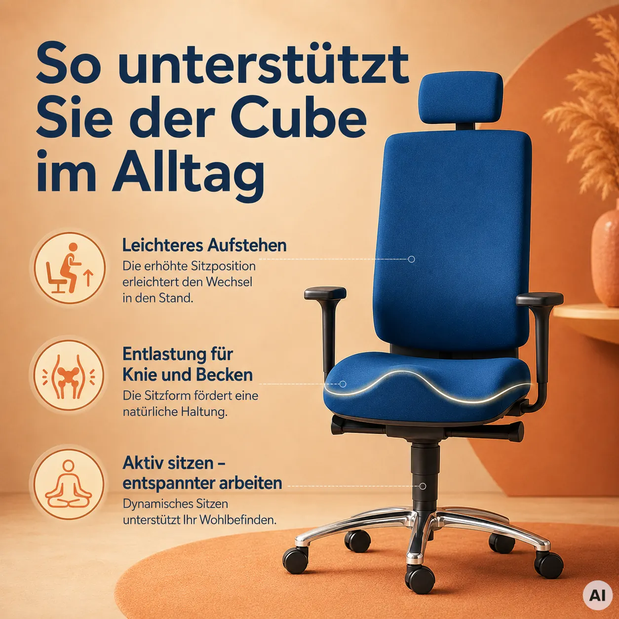 Cube Balance L mit Kopfstütze - Home Office Drehstuhl